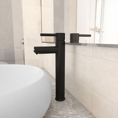 vidaXL Grifo mezclador de cuarto de baño negro 12x30 cm