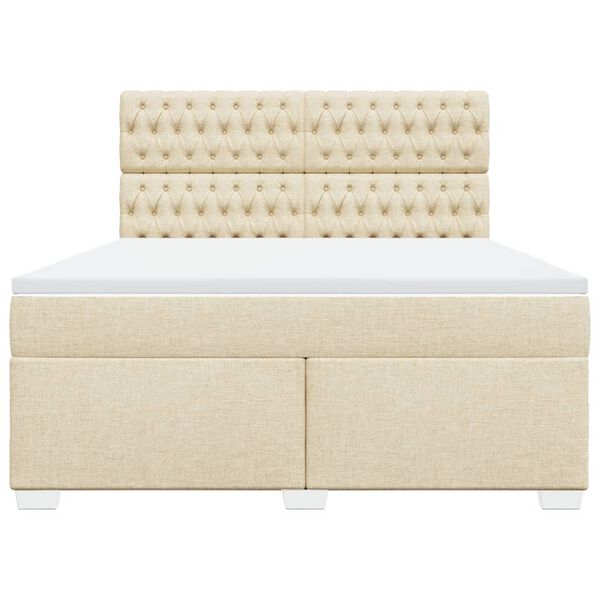 vidaXL Cama box spring con colch&oacute;n tela color crema 180x200 cm