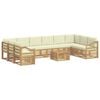 vidaXL Conjunto de sof&aacute;s de exterior 11 uds. Blanco y Crema Poli&eacute;ster