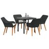 vidaXL Conjunto de Comedor de Jard&iacute;n 5 pcs Negro rat&aacute;n sint&eacute;tico