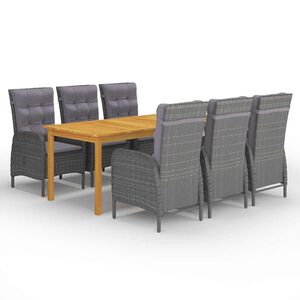 vidaXL Juego de comedor de jard&iacute;n de 7 piezas gris