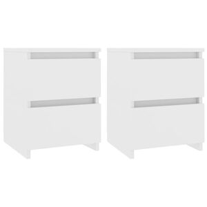 vidaXL Mesitas de noche 2 uds madera contrachapada blanco 30x30x40 cm