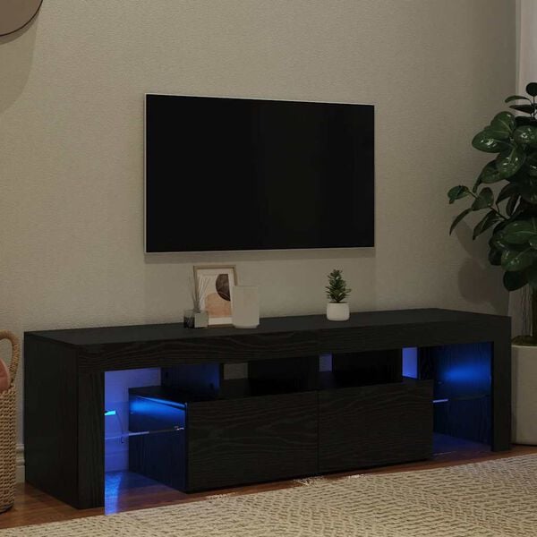 vidaXL Mueble de TV con luces LED roble negro 140x36,5x40 cm