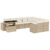 vidaXL Juego de sof&aacute;s jard&iacute;n con cojines beige 10 pzas rat&aacute;n sint&eacute;tico