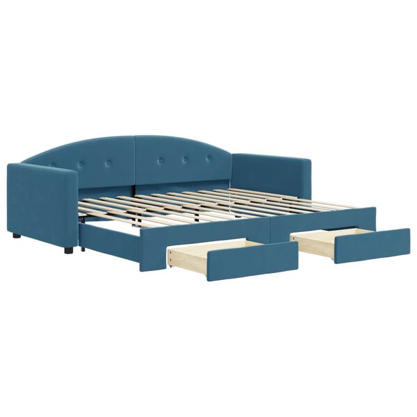 vidaXL Sof&aacute; cama nido con cajones terciopelo azul 90x200 cm
