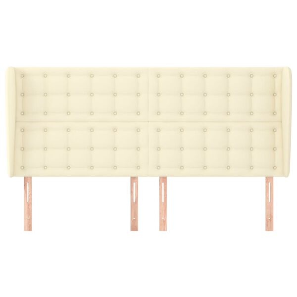 vidaXL Cabecero con orejas cuero sint&eacute;tico crema 163x23x118/128cm