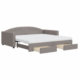 vidaXL Sof&aacute; cama nido con cajones tela gris taupe 100x200 cm