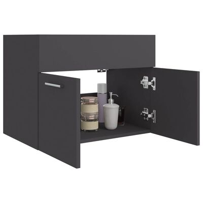 vidaXL Armario para lavabo madera contrachapada gris 60x38,5x46 cm