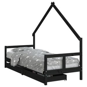 vidaXL Estructura de cama ni&ntilde;os con cajones madera pino negro 80x200cm