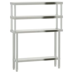 vidaXL Mesa de trabajo para cocina con estante acero inox 110x30x150cm