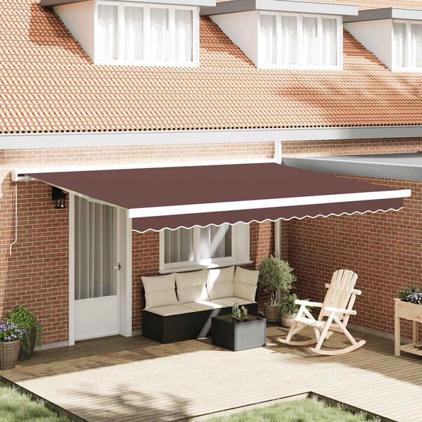 vidaXL Toldo retr&aacute;ctil manual marr&oacute;n 450x300 cm