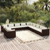 vidaXL Set de muebles de jard&iacute;n 11 pzas cojines rat&aacute;n sint&eacute;tico marr&oacute;n