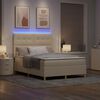 vidaXL Cama Box Spring LED con colch&oacute;n Crema 160 x 200 cm tela