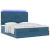 vidaXL Cama otomana con colchones y luces LED azul oscuro 200x200 cm