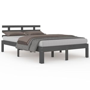 vidaXL Estructura de cama sin colch&oacute;n madera maciza gris 200x200 cm