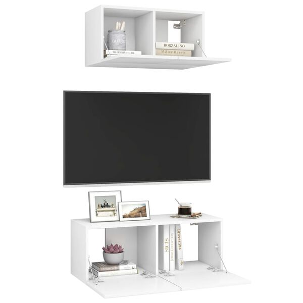 vidaXL Set de muebles de sal&oacute;n TV 2 piezas madera de ingenier&iacute;a blanco