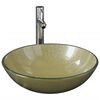 vidaXL Lavabo de ba&ntilde;o grifo&desag&uuml;e de empuje vidrio templado dorado