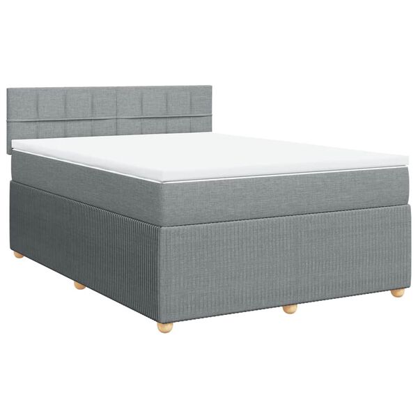 vidaXL Cama box spring con colch&oacute;n tela gris claro 140x190 cm