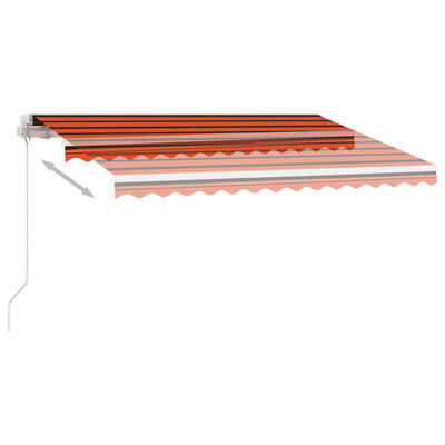 vidaXL Toldo manual retráctil con luz LED naranja y marrón 300x250 cm