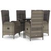 vidaXL Set comedor jard&iacute;n 5 pzas y cojines rat&aacute;n sint&eacute;tico negro gris
