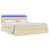 vidaXL Cama con tira de luces LED con cabecera Crema 180 x 200 cm tela