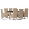 vidaXL Set comedor de jard&iacute;n 9 pzas con cojines rat&aacute;n sint&eacute;tico beige