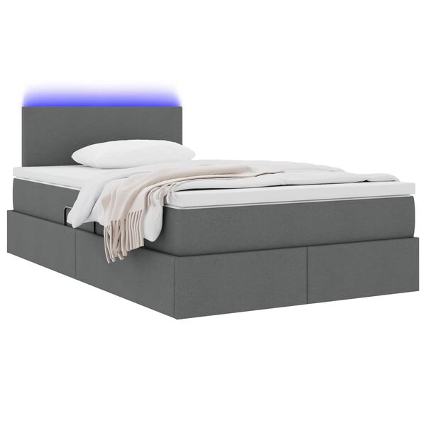 vidaXL Cama con almacenamiento y LED Gris oscuro 120 x 190 cm tela
