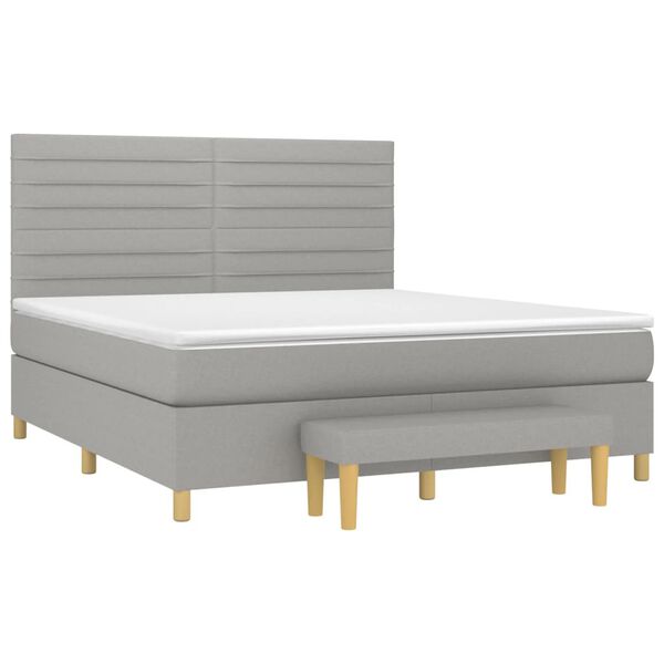 vidaXL Cama box spring con colch&oacute;n tela gris claro 160x200 cm