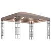 vidaXL Carpa cenador de jard&iacute;n con tira de luces LED 4x3 m taup&eacute;