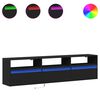 vidaXL Mueble de pared para TV con LED, color negro, 180x31x45 cm