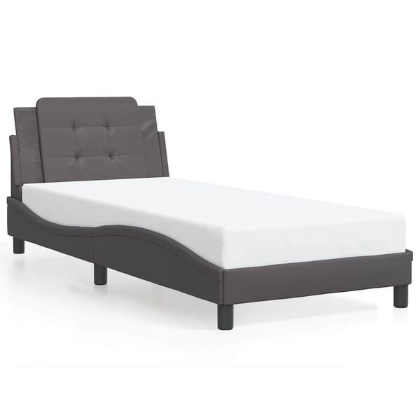vidaXL Estructura de cama sin colch&oacute;n Zadar cuero sint&eacute;tico gris 100x200 cm