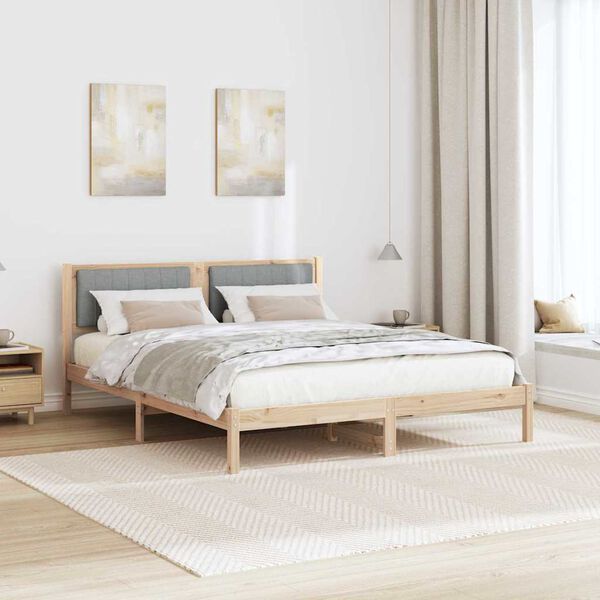 vidaXL Estructura de Cama con Cabecera Tapizada Gris Claro