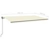 vidaXL Toldo retr&aacute;ctil manual con luz LED crema 6x3,5 m