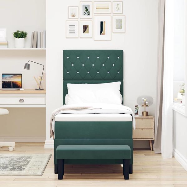 vidaXL Cama tipo Box Spring Verde oscuro 80 x 200 cm Terciopelo