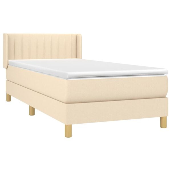 vidaXL Cama box spring con colch&oacute;n tela color crema 90x190 cm