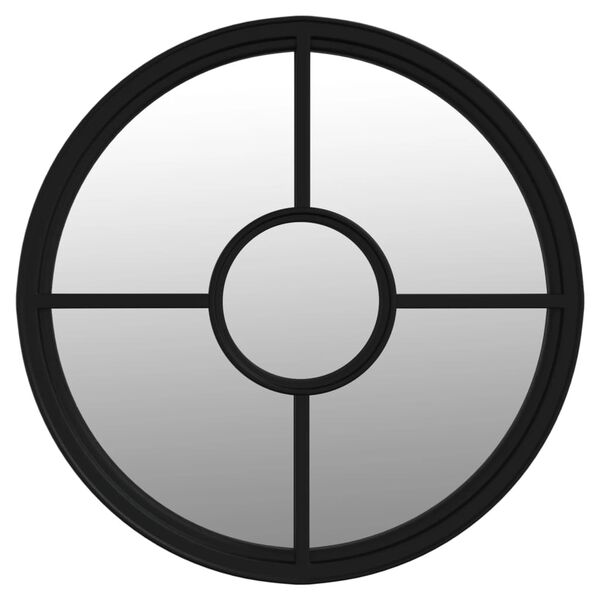 vidaXL Espejo de jard&iacute;n redondo hierro negro uso exterior 40x4 cm