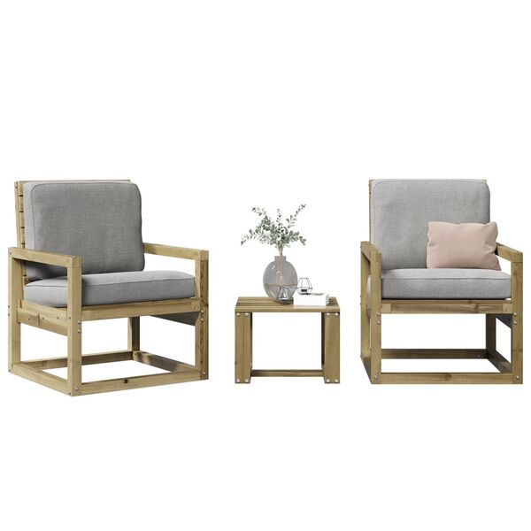 vidaXL Juego de muebles de jardín 3 pzas madera de pino impregnada