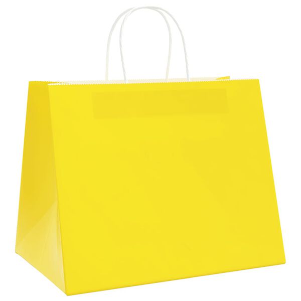 vidaXL Bolsas de papel con asas 250 uds amarillas 32x22x24 cm
