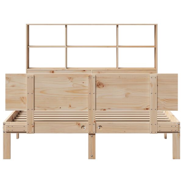 vidaXL Cama con estanter&iacute;a sin colch&oacute;n madera maciza de pino 120x190cm