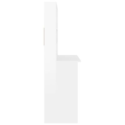 vidaXL Escritorio de estantes contrachapada blanco brillo 102x45x148cm