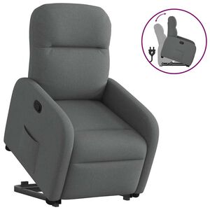 vidaXL Sill&oacute;n reclinable elevable de tela gris oscuro