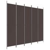 vidaXL Biombo divisor de 5 paneles de tela marr&oacute;n 250x220 cm