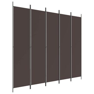 vidaXL Biombo divisor de 5 paneles de tela marr&oacute;n 250x220 cm