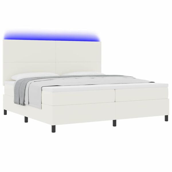 vidaXL Cama Box Spring LED Crema y 200 x 200 cm Tela de Pana