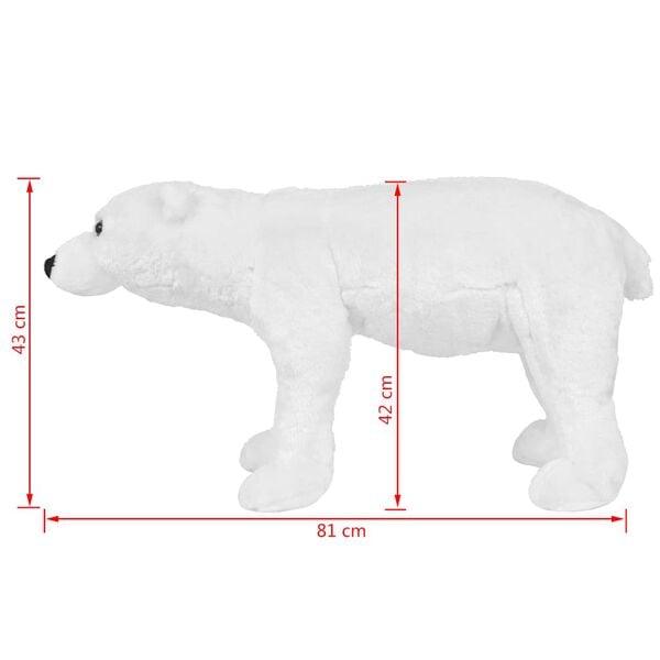 vidaXL Oso polar de peluche de pie blanco XXL