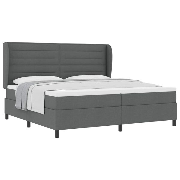 vidaXL Cama tipo Box Spring con colch&oacute;n Gris oscuro 200 x 200 cm tela
