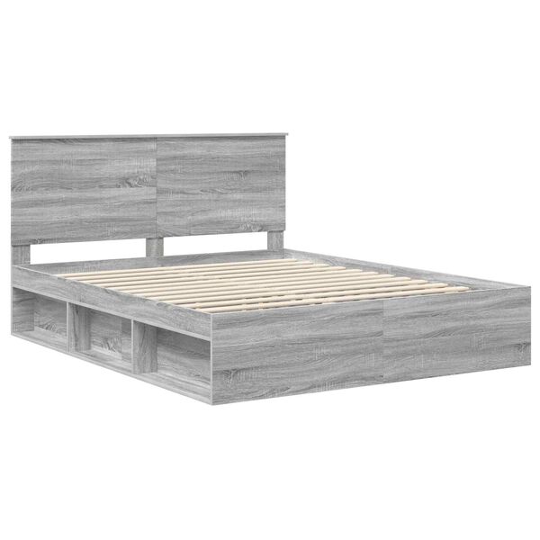 vidaXL Estructura de cama con cabecera Gris Sonoma 160 x 200 cm