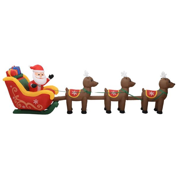 vidaXL Adorno inflable de Navidad Papá Noel y renos LED 490 cm