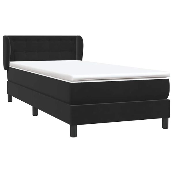 vidaXL Cama box spring con colch&oacute;n terciopelo negro 90x220 cm