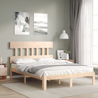 vidaXL Estructura de cama con cabecero madera maciza 140x200 cm
